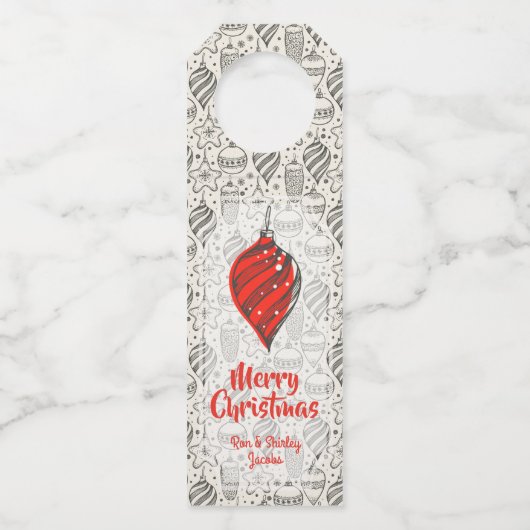 Zwarte  kerstboomvakantie Ornamenten Flessenhanger (Voorkant)
