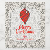 Zwarte  kerstboomvakantie Ornamenten Wijn Etiket (Enkel label)