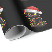 Zwarte kerstboomverlichting met zwarte kat cadeaupapier (Rol Hoek)