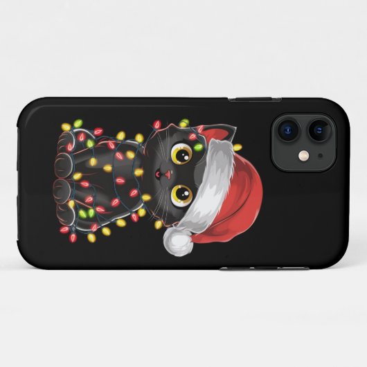 Zwarte kerstboomverlichting met zwarte kat Case-Mate iPhone case (Achterkant (horizontaal))