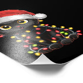 Zwarte kerstboomverlichting met zwarte kat foto afdruk (Hoek)