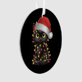 Zwarte kerstboomverlichting met zwarte kat ornament (voorkant)
