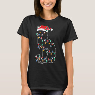 Zwarte kerstboomverlichting voor kerstmis, Santa K T-shirt
