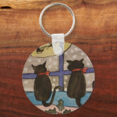 Zwarte kerstButton Sleutelhanger (Voorkant)