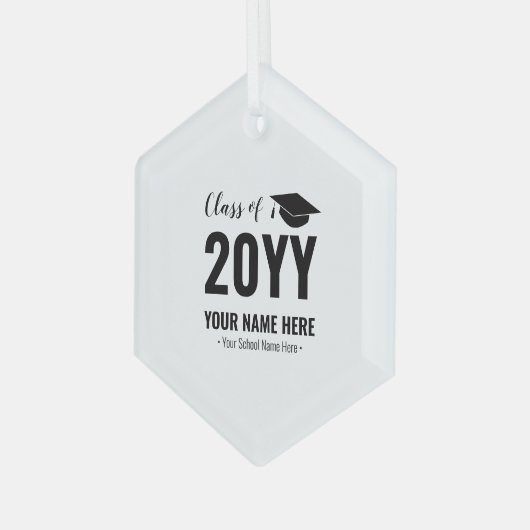 Zwarte kerstcadeau van 2021 Afstuderen Glas Ornament (Voorkant links)