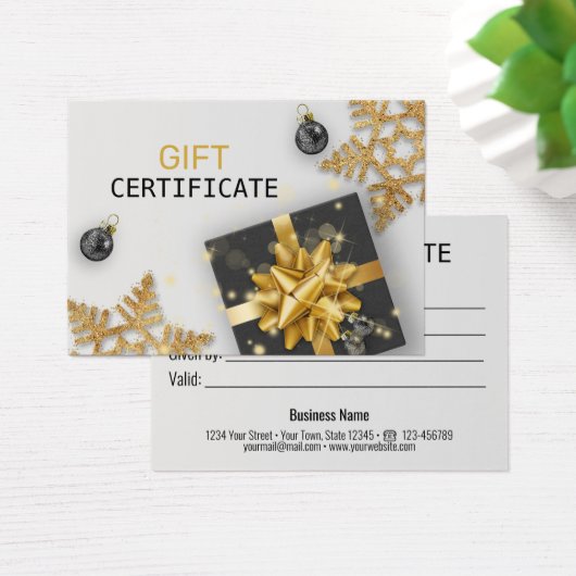 Zwarte kerstcadeau voor kerstcadeaus Gold Snowflak Visitekaartje (Bureau)