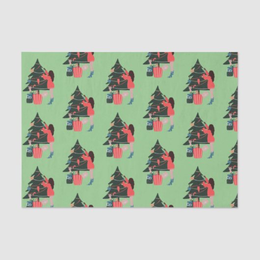 Zwarte kerstcadeau voor meisjes tissuepapier (Voorkant)