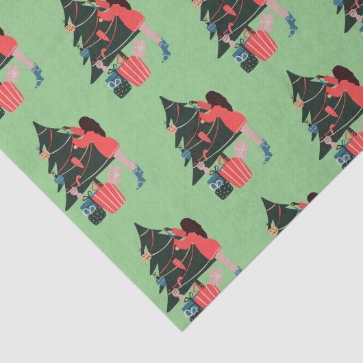 Zwarte kerstcadeau voor meisjes tissuepapier (Detail)