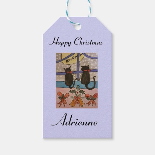 Zwarte kerstcadeaus voor kerstcadeautjes cadeaulabel (Voorkant)