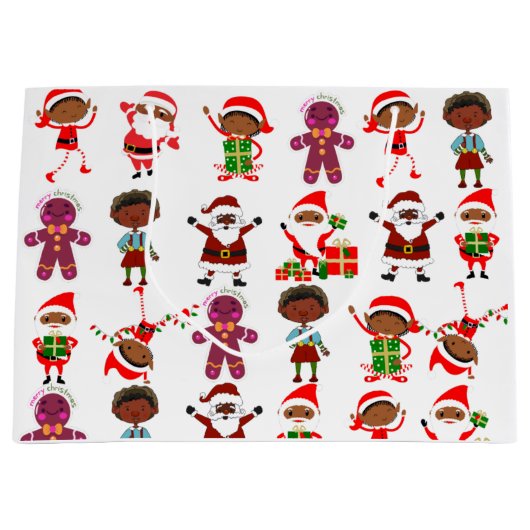 Zwarte kerstcadeautas groot cadeauzakje (Voorkant)