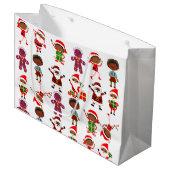 Zwarte kerstcadeautas groot cadeauzakje (Voorkant Gekanteld)