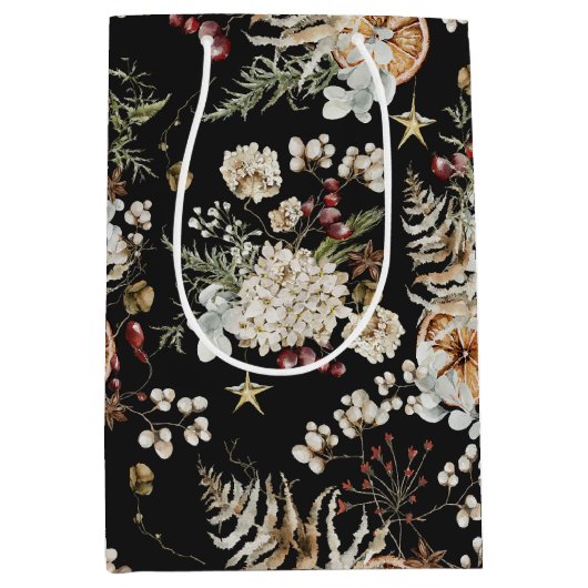 Zwarte Kerstcadeautas Medium Cadeauzakje (Voorkant)