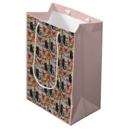Zwarte kerstcadeautas met kerstcadeau medium cadeauzakje