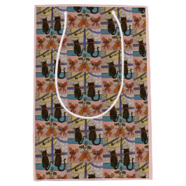 Zwarte kerstcadeautas met kerstcadeau medium cadeauzakje