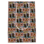 Zwarte kerstcadeautas met kerstcadeau medium cadeauzakje (Achterkant)