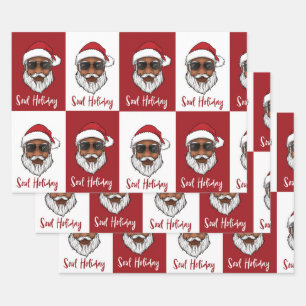 Zwarte kerstcadeautje  inpakpapier vel
