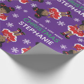 Zwarte kerstdanser cadeaupapier (Hoek)