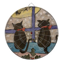Zwarte kerstdartboard met kat