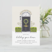 Zwarte kerstdeur | Holiday Open House Kaart (Staand voorkant)