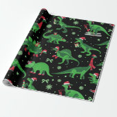 Zwarte kerstdinosaurussen Stegosaurus triceratops Cadeaupapier (Uitgerold)