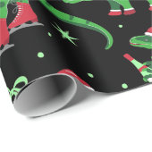 Zwarte kerstdinosaurussen Stegosaurus triceratops Cadeaupapier (Rol Hoek)