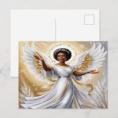 Zwarte Kerstengel in Goud Briefkaart (Voorkant / Achterkant)