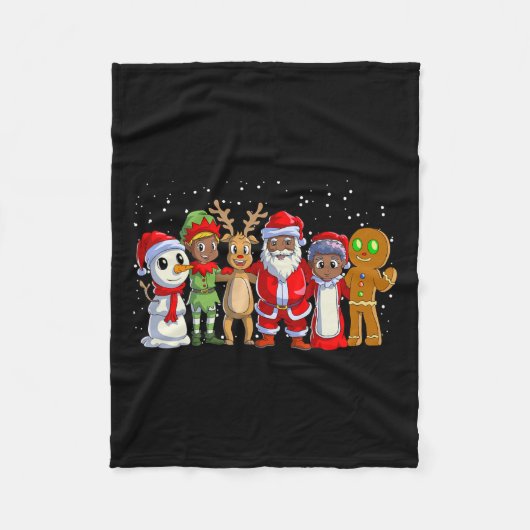 Zwarte Kerstfamilie Afro-Amerikaanse kerstman Fleece Deken (Voorkant)