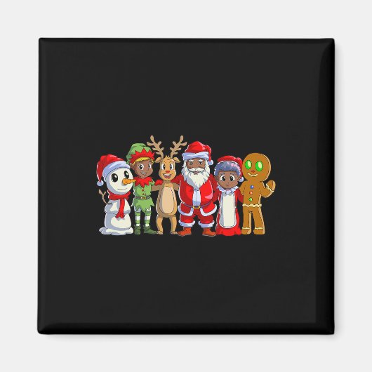 Zwarte Kerstfamilie Afro-Amerikaanse kerstman Magneet (Voorkant)