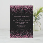 Zwarte Kerstfeest Roze Glitters Kaart (Staand voorkant)