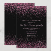 Zwarte Kerstfeest Roze Glitters Kaart (Voorkant / Achterkant)