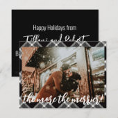 Zwarte kerstfeestaankondiging feestdagenkaart (Voorkant / Achterkant)