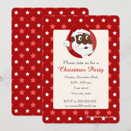 Zwarte kerstfeestdag kaart (Voorkant / Achterkant)