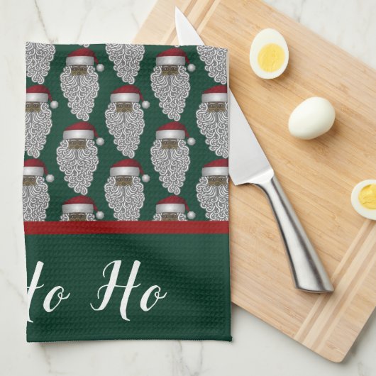 Zwarte kerstfeestdag met kerstmis theedoek (Quarter Fold)