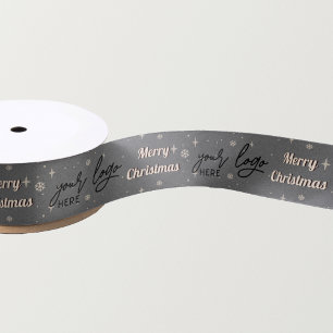 Zwarte kerstfeestdag met Logo  Satijnen Lint