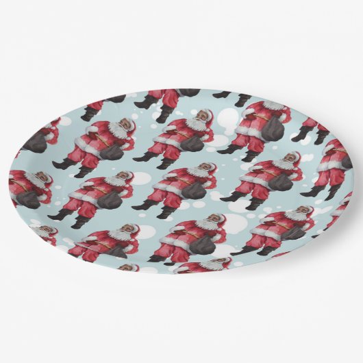 Zwarte kerstfeestdagen Borden Papieren Bordje (Gekanteld)