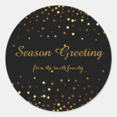 Zwarte kerstfeestjes ronde sticker (Voorkant)