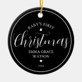 Zwarte kerstfoto van baby's eerste kerst keramisch ornament (Voorkant)