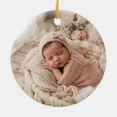 Zwarte kerstfoto van baby's eerste kerst keramisch ornament (Achterkant)