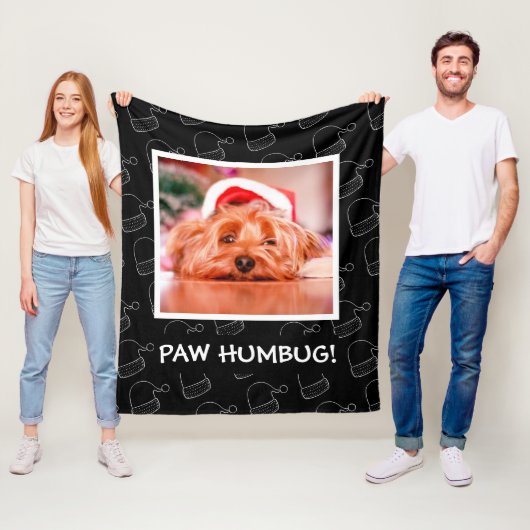 Zwarte kerstfoto's Paw Humbug Fleece Deken (In situ)