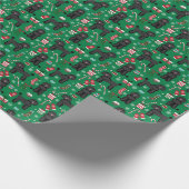 Zwarte kersthond cadeaupapier (Hoek)