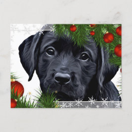 Zwarte kerstkaart - Cute Dog Puppy Labrador Feestdagenkaart