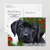 Zwarte kerstkaart - Cute Dog Puppy Labrador Feestdagenkaart (Voorkant / Achterkant)