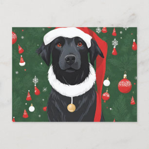 Zwarte Kerstkaart Hond Kerst  Briefkaart