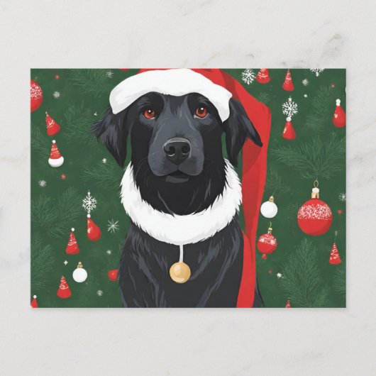 Zwarte Kerstkaart Hond Kerst Briefkaart (Voorkant)