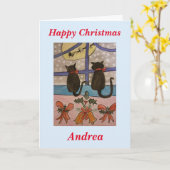 Zwarte kerstkaart kaart (Gele Bloem)