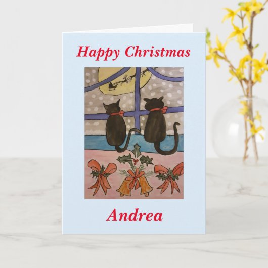 Zwarte kerstkaart kaart (Gele Bloem)