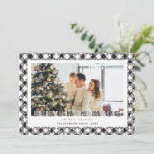 Zwarte Kerstkaart met foto 'Geloof in de magie' (Staand voorkant)