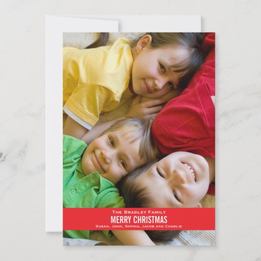 Zwarte kerstkaart met rood lint - wit achterzijde (Voorkant)