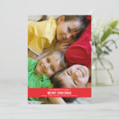 Zwarte kerstkaart met rood lint - wit achterzijde (Staand voorkant)