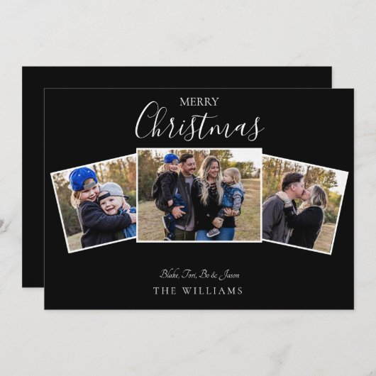 Zwarte kerstkaart voor collage fotografie (Voorkant / Achterkant)